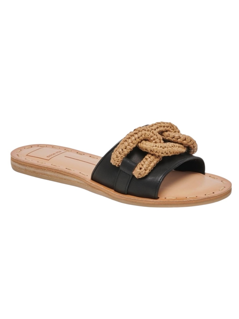 DOLCE VITA Desa Braided Chain Slide Sandals - Black and Tan Size 9.5 — Worn 1X - Picture 3 of 14